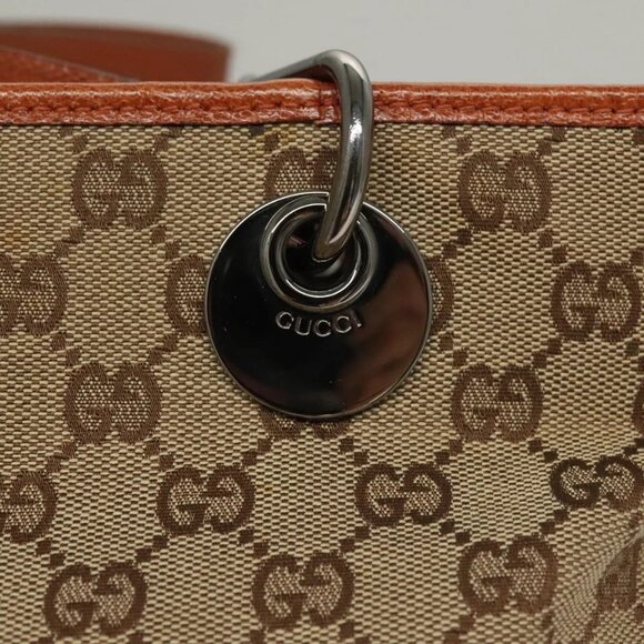 GUCCI GG Canvas Tote Bag Beige Silver 120840 Auth sw1192 - Picture 12 of 15